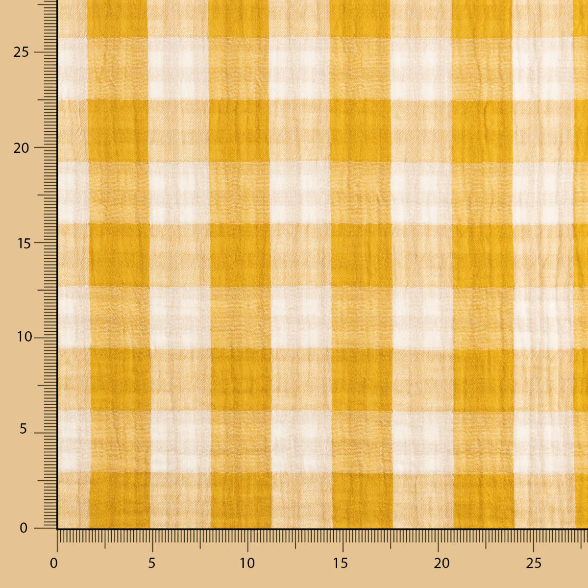 Doble Gasa Vichy Revesible Ocre - Ribes y Casals