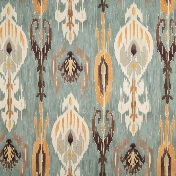 Loneta Efecto Lino Ikat Oriental Azul Verdoso - Ribes y Casals