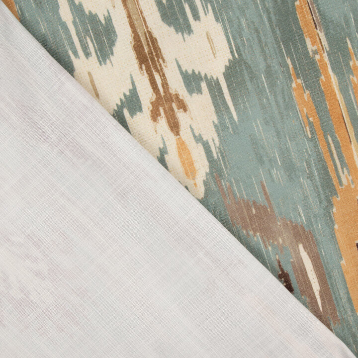 Loneta Efecto Lino Ikat Oriental Azul Verdoso - Ribes y Casals
