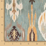 Loneta Efecto Lino Ikat Oriental Azul Verdoso - Ribes y Casals