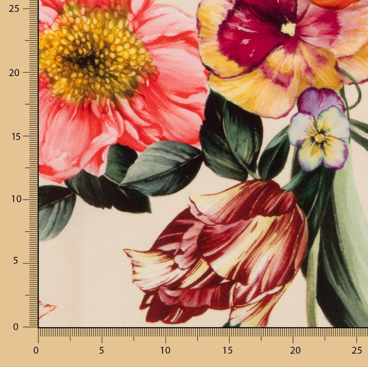 Gabardina Elástica Tulipanes Crudo - Ribes y Casals