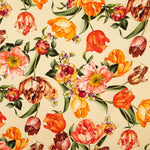 Gabardina Elástica Tulipanes Crudo - Ribes y Casals