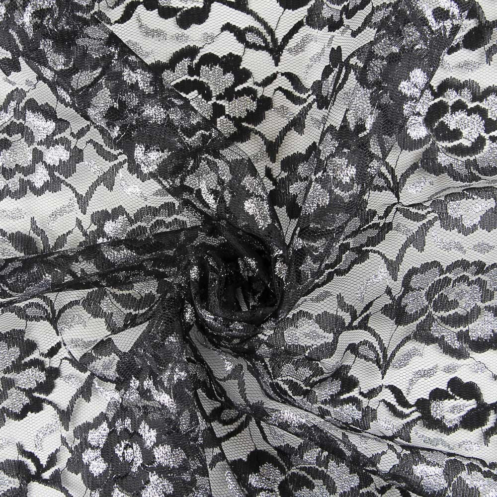 Encaje Lurex Negro Plata - Ribes y Casals