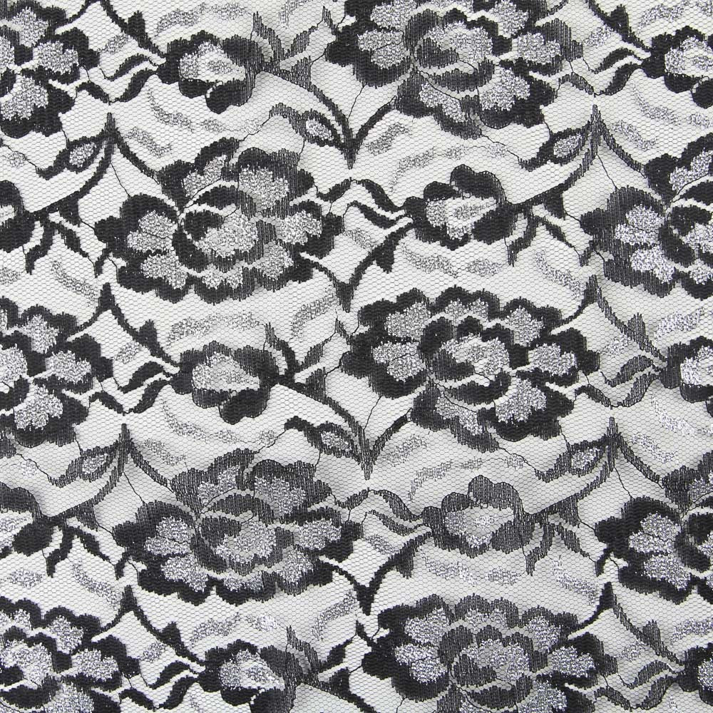 Encaje Lurex Negro Plata - Ribes y Casals