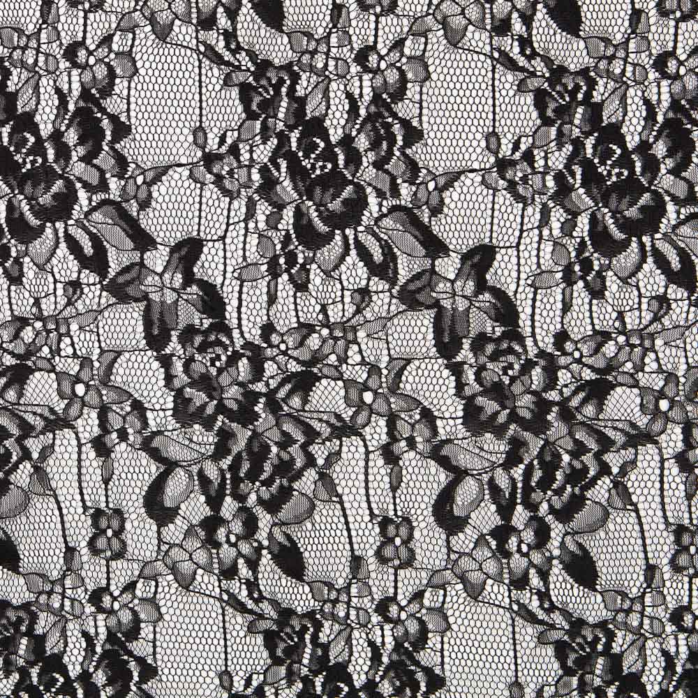 Encaje Fino Floral Negro - Ribes y Casals