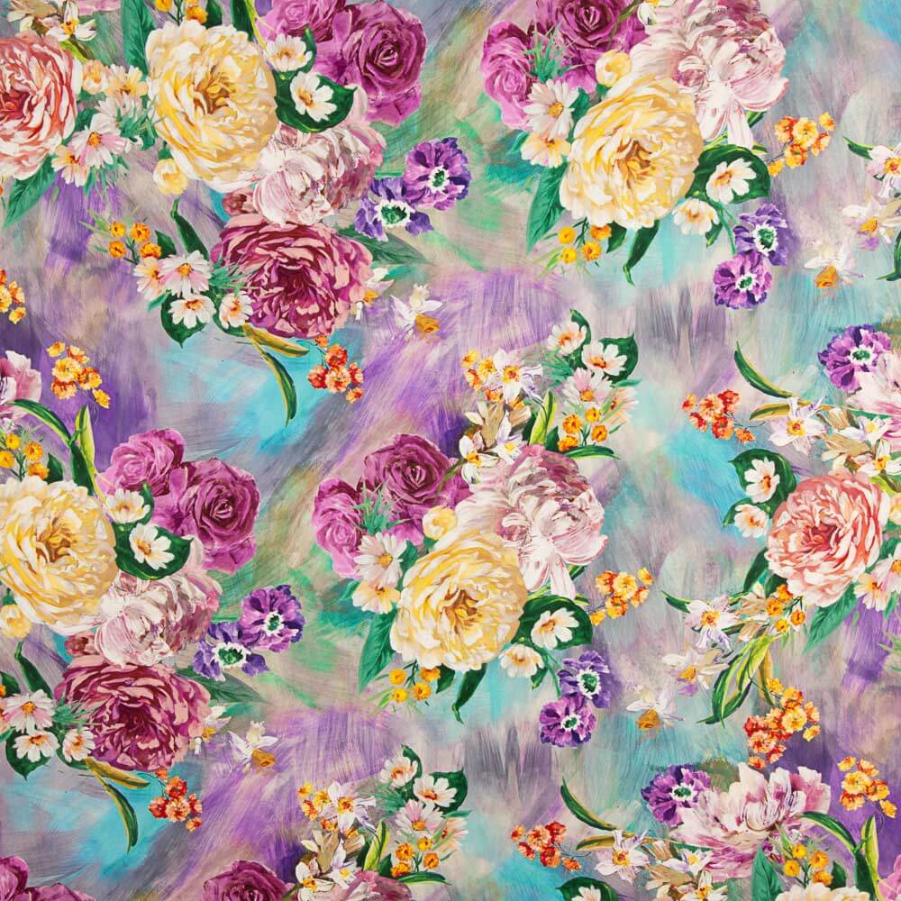 Fama Strecht Cretona Acuarela Verde - Ribes y Casals