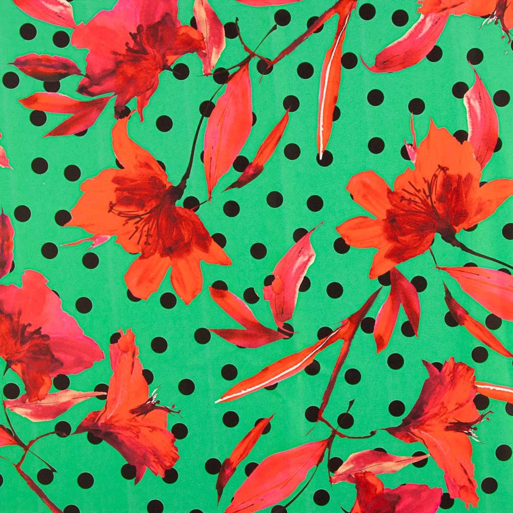 Fama Strecht Flores Lunar Verde - Ribes y Casals