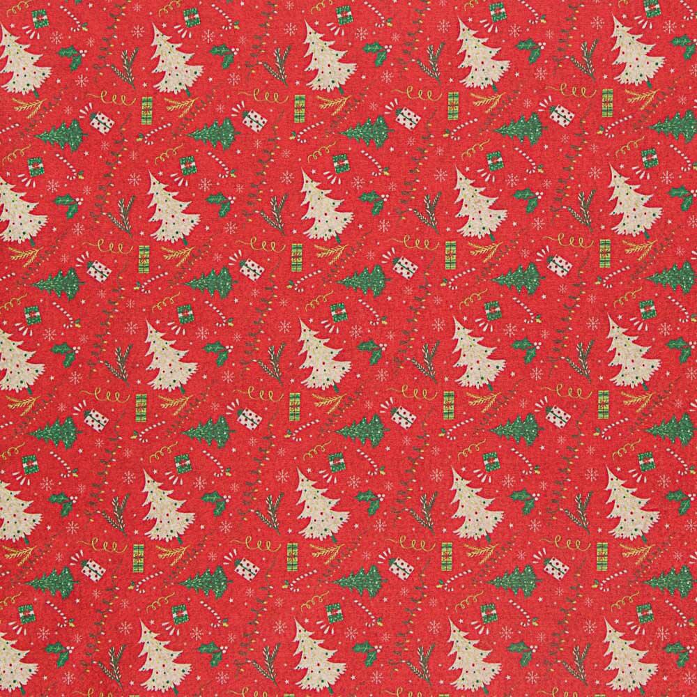 Fieltro Estampado Navidad Árboles Rojo - Ribes y Casals