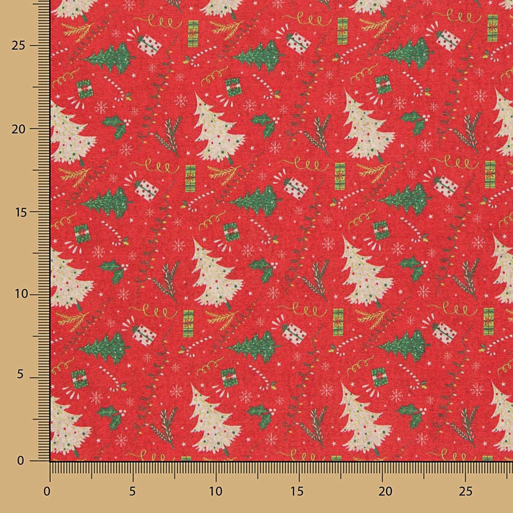 Fieltro Estampado Navidad Árboles Rojo - Ribes y Casals
