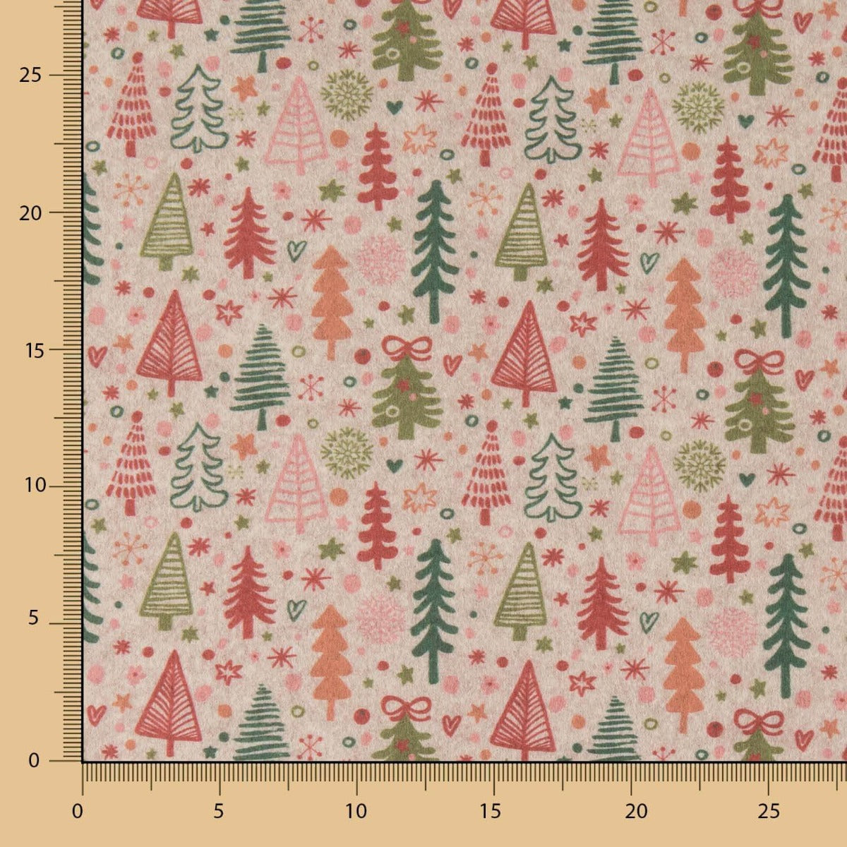 Fieltro Estampado Navidad Árboles Gris - Ribes y Casals