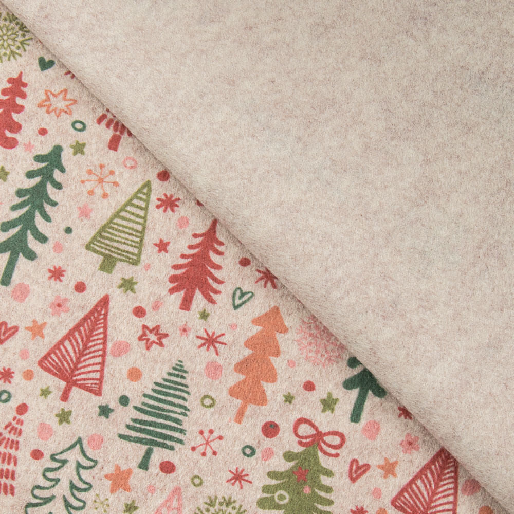 Fieltro Estampado Navidad Árboles Gris - Ribes y Casals