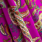 Crepe Poliéster Dibujo Cachemire Fucsia Oscuro - Ribes y Casals