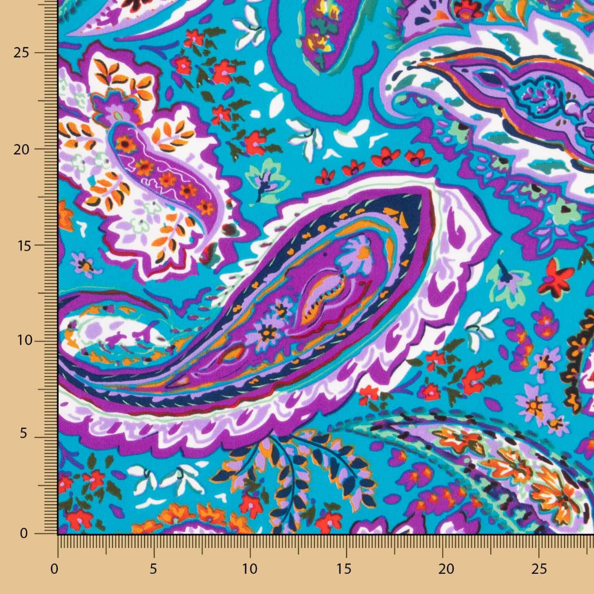Crepe Poliéster Cachemire Turquesa - Ribes y Casals