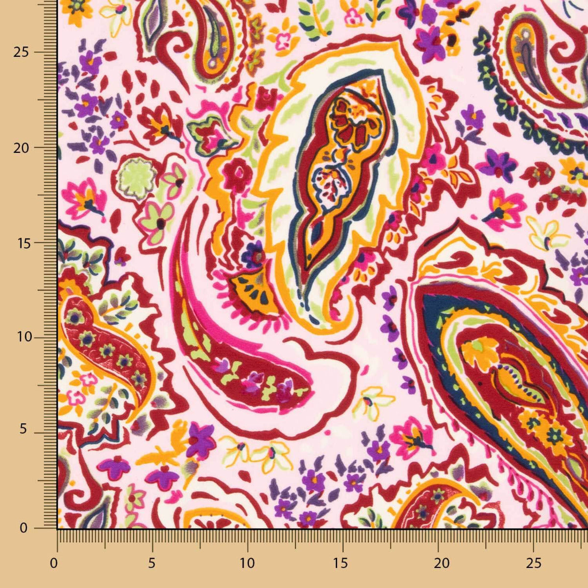 Crepe Poliéster Cachemire Rojos - Ribes y Casals