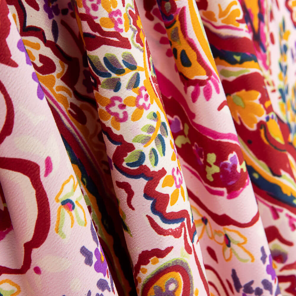 Crepe Poliéster Cachemire Rojos - Ribes y Casals