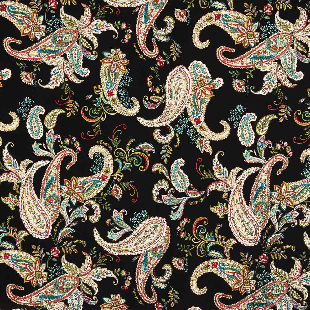 Crepe Poliéster Dibujo Cachemire Negro - Ribes y Casals