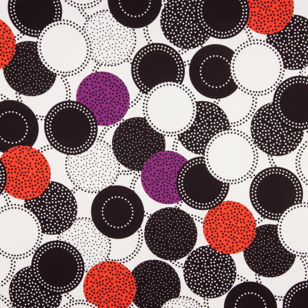 Gabardina Elástica Lunar Punteado Rojo - Ribes y Casals