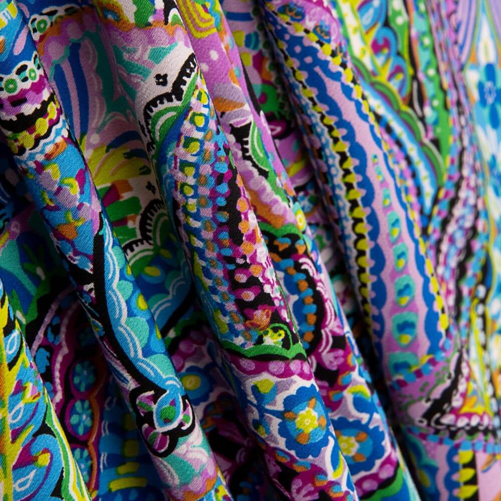 Crepe Poliéster Cachemire Saturado Azules - Ribes y Casals