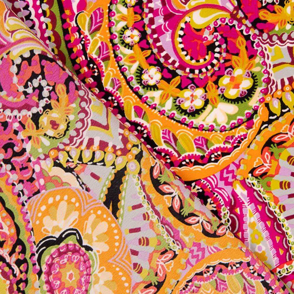 Crepe Poliéster Cachemire Saturado Fucsias - Ribes y Casals