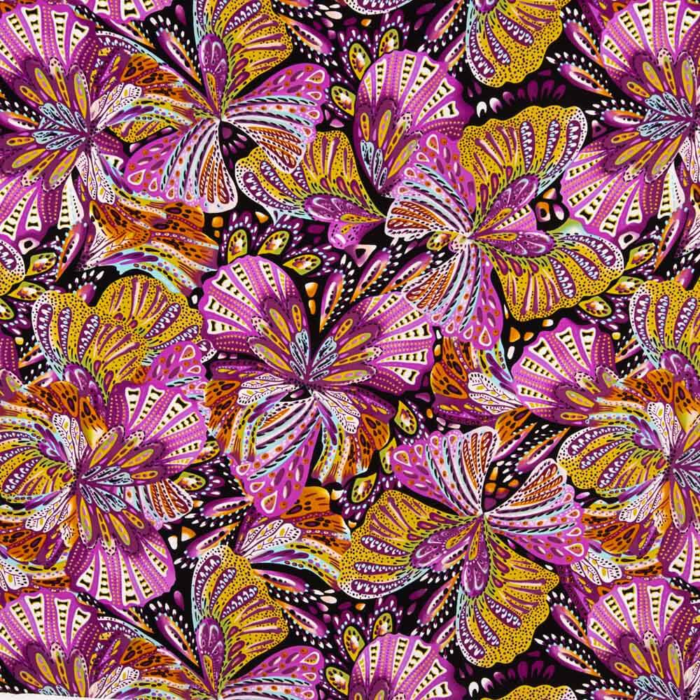 Crepe Poliéster Mariposa Magenta - Ribes y Casals