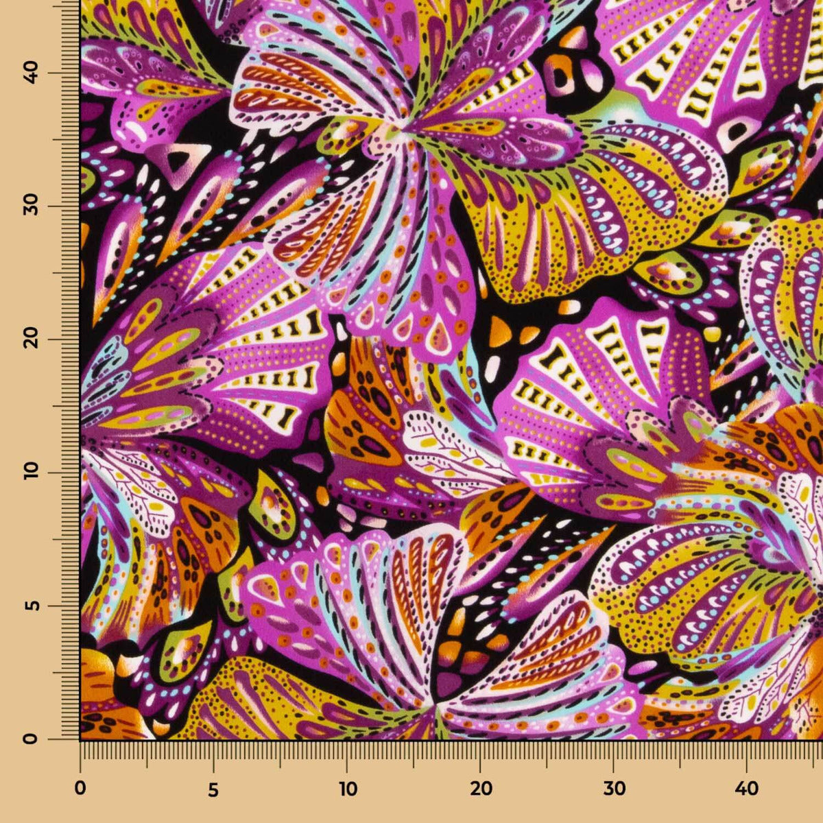 Crepe Poliéster Mariposa Magenta - Ribes y Casals