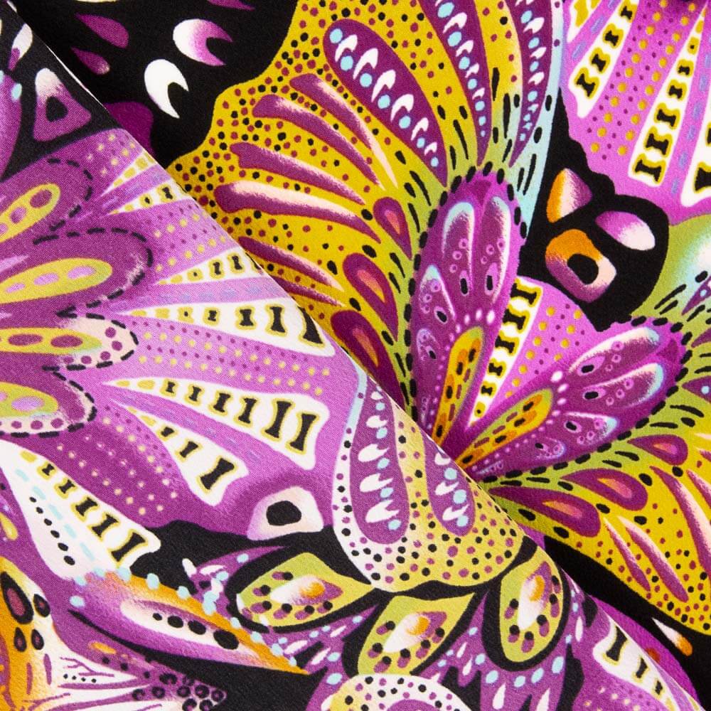 Crepe Poliéster Mariposa Magenta - Ribes y Casals