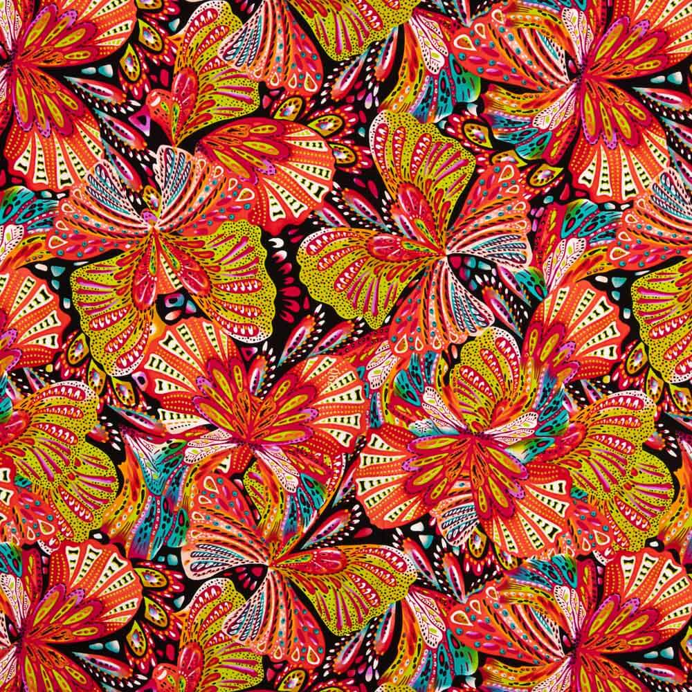 Crepe Poliéster Mariposa Coral - Ribes y Casals