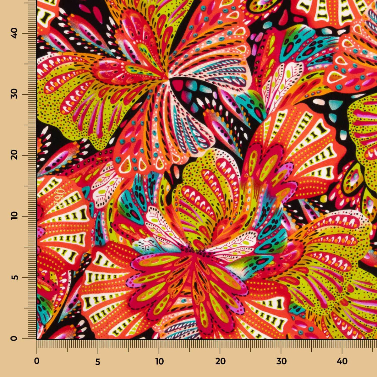 Crepe Poliéster Mariposa Coral - Ribes y Casals