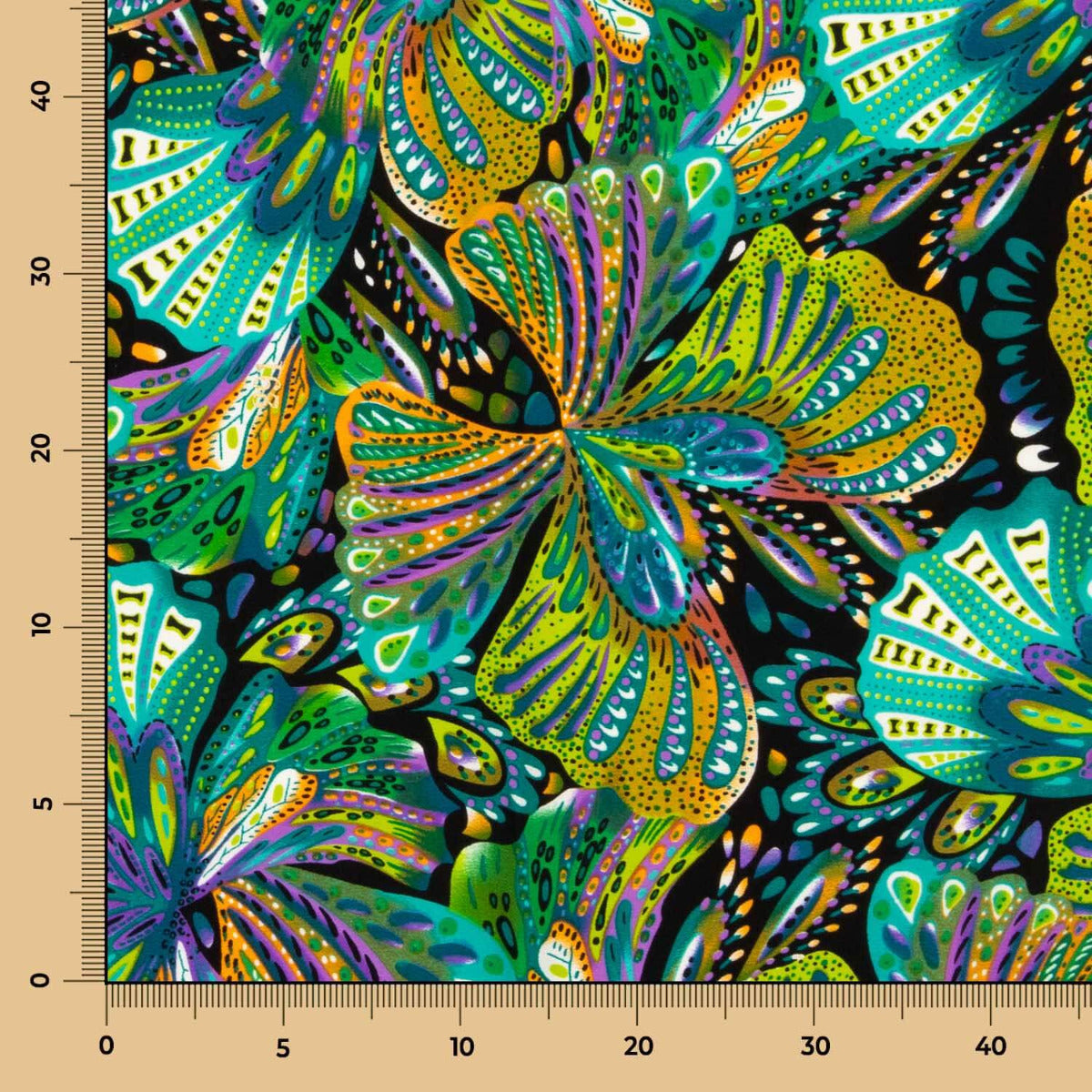 Crepe Poliéster Mariposa Verde Jade - Ribes y Casals