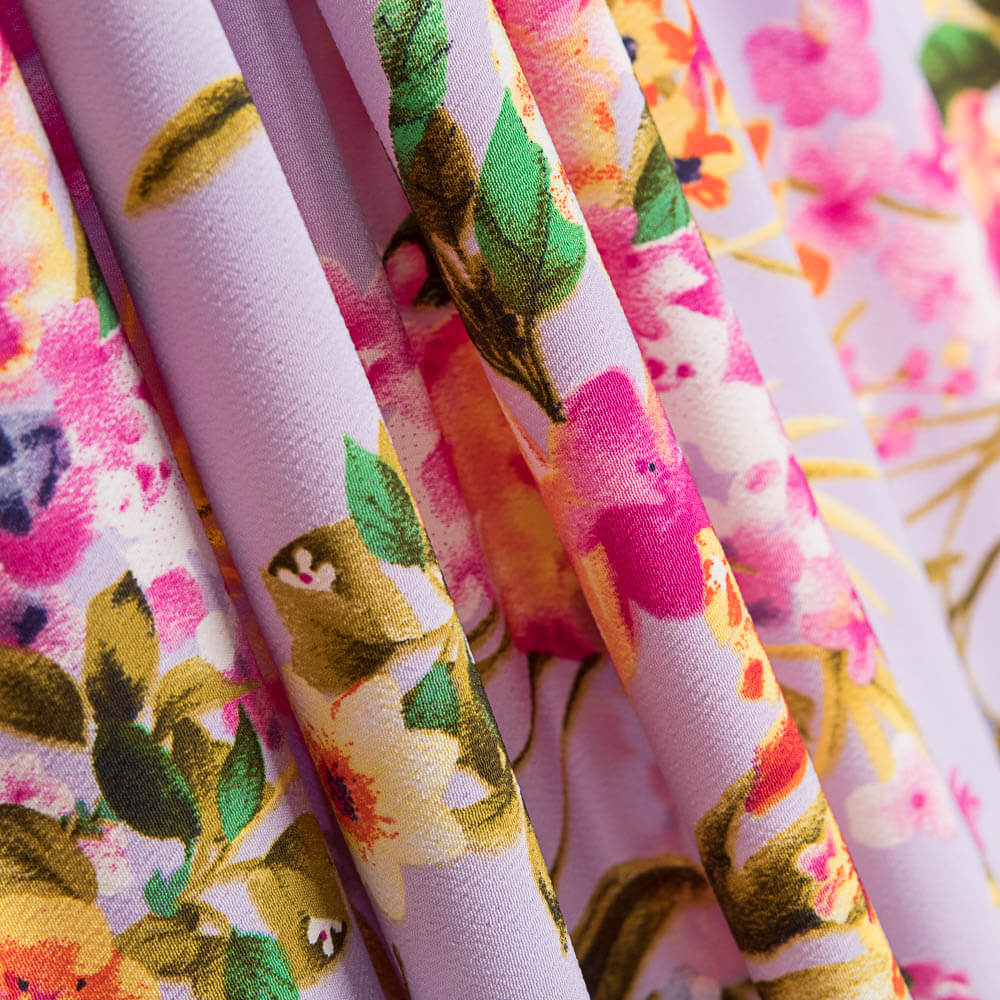 Crepe Floral Malva - Ribes y Casals