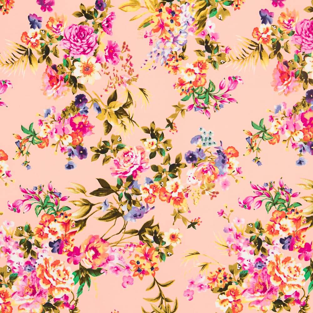 Crepe Floral Salmón - Ribes y Casals