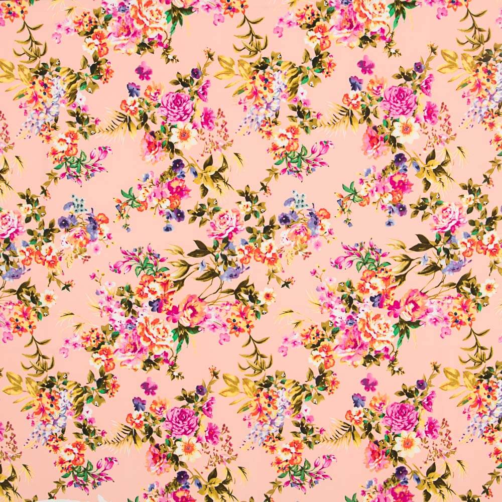 Crepe Floral Salmón - Ribes y Casals