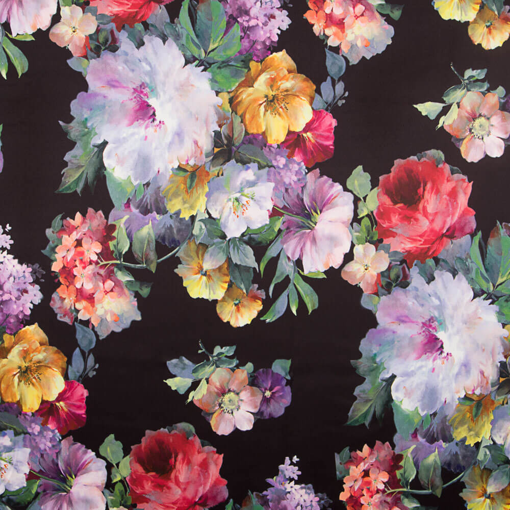 Fama Strech Flor Acuarela Negra - Ribes y Casals