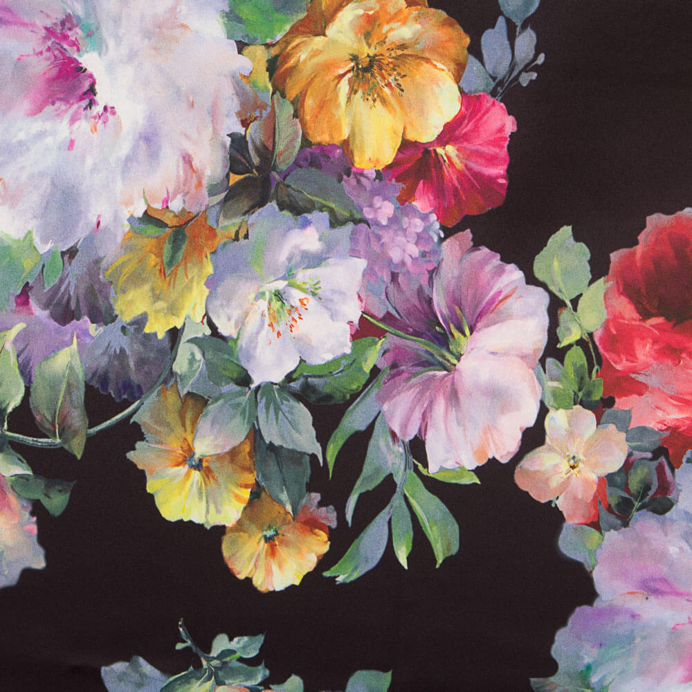 Fama Strech Flor Acuarela Negra - Ribes y Casals