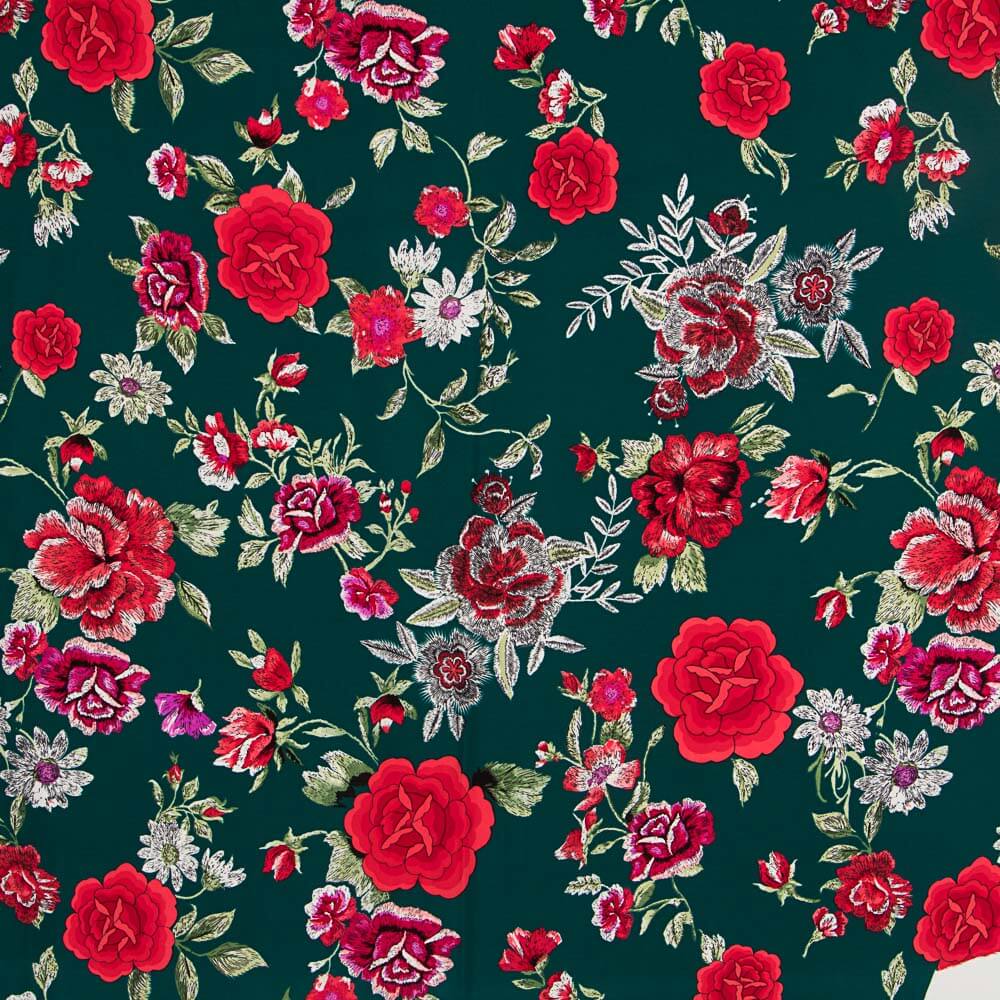 Crepe Mantón Manila Verde Botella - Ribes y Casals