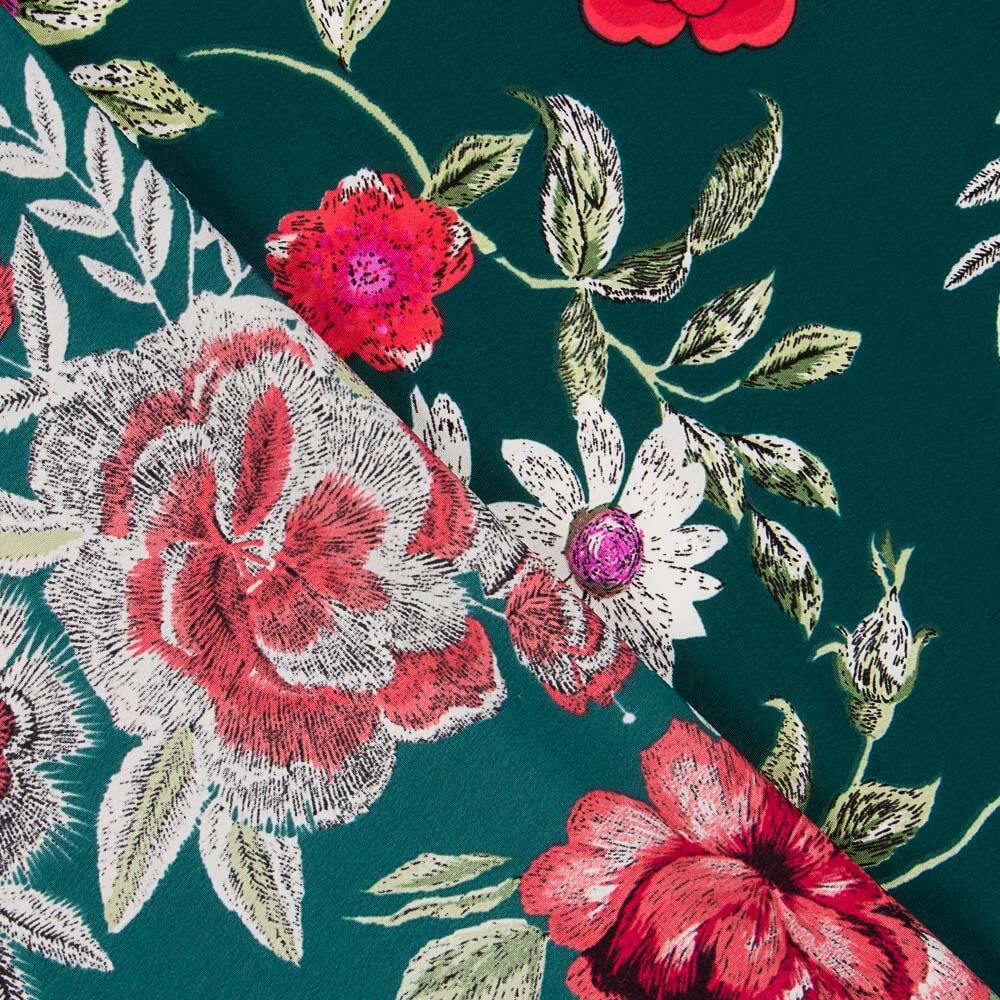 Crepe Mantón Manila Verde Botella - Ribes y Casals