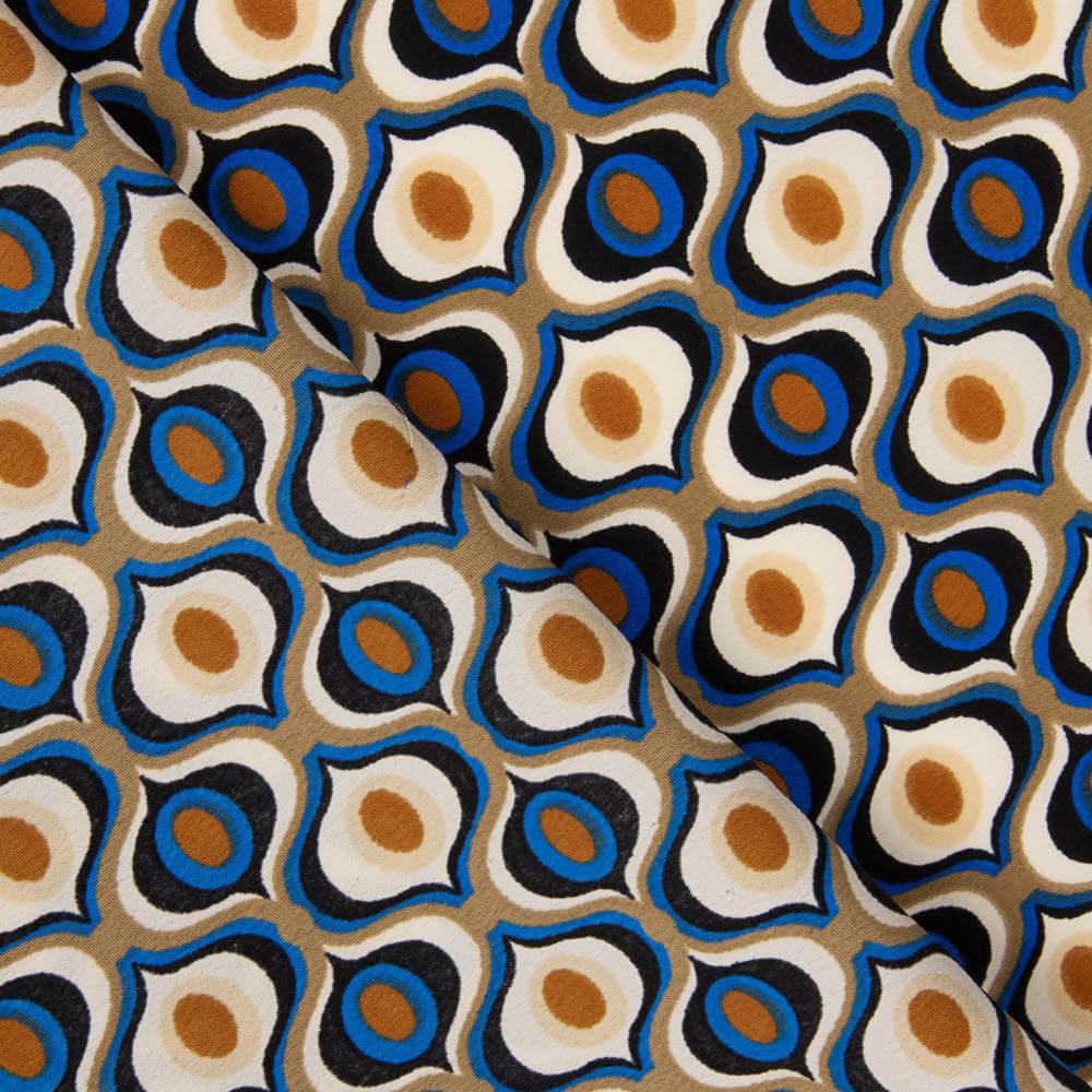 Crep Poliéster Geométrico Ojo Azul - Ribes y Casals