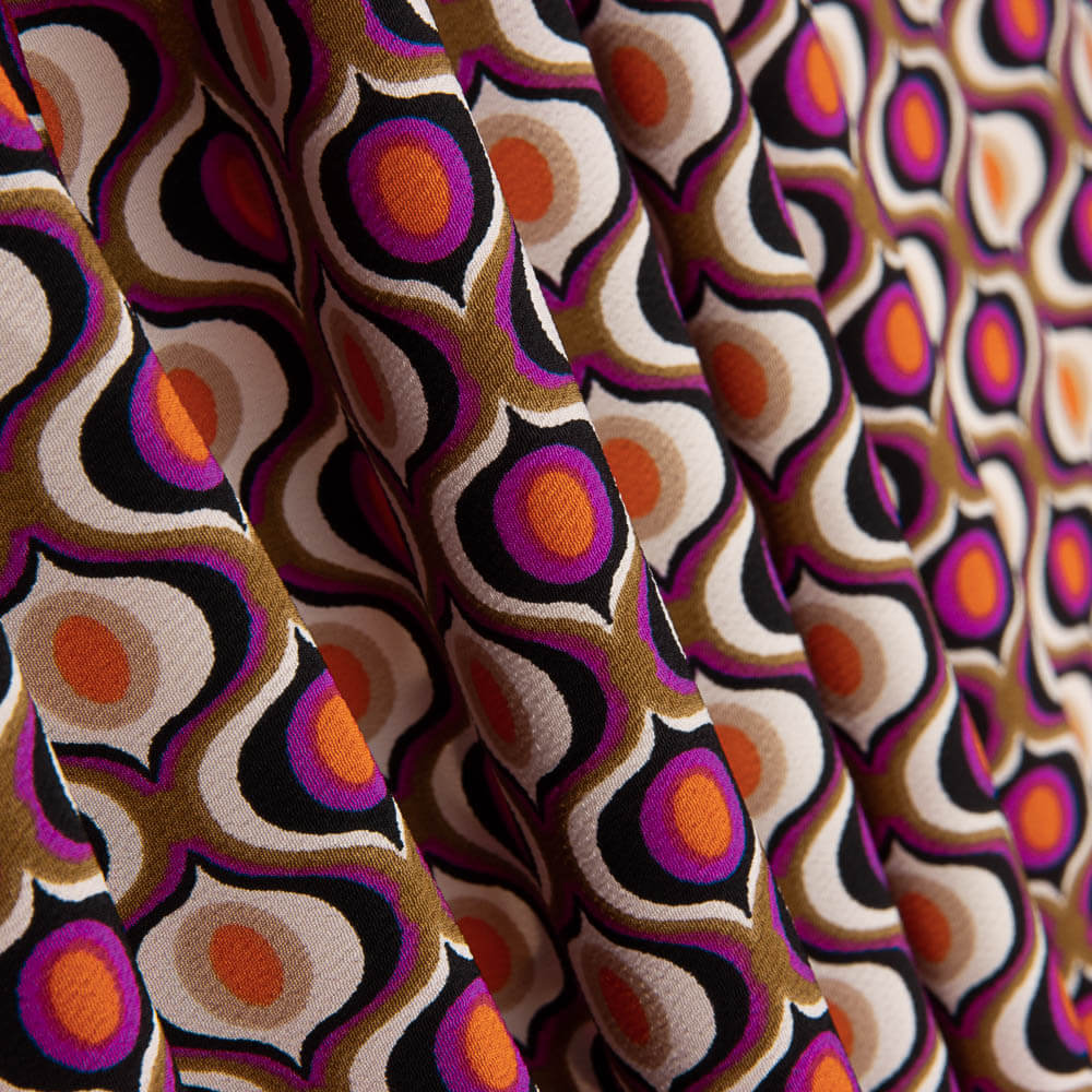 Crep Poliéster Geométrico Ojo Rosa - Ribes y Casals