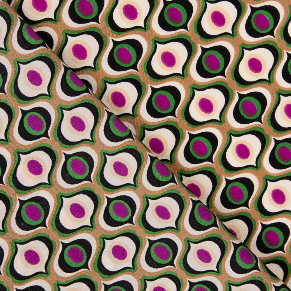 Crep Poliéster Geométrico Ojo Verde - Ribes y Casals