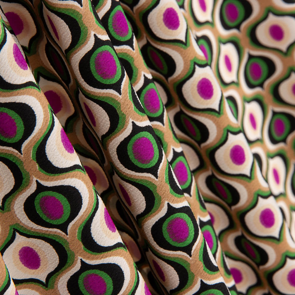 Crep Poliéster Geométrico Ojo Verde - Ribes y Casals