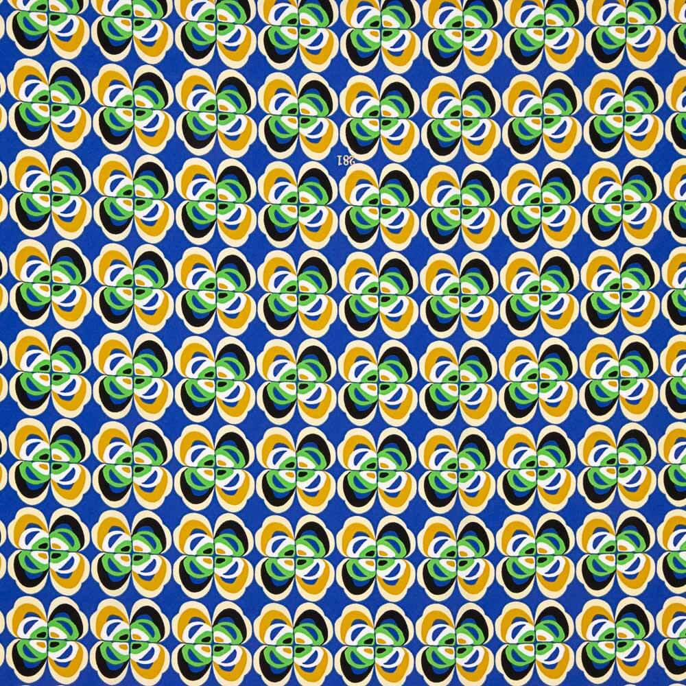 Crep Poliéster Flor Geométrico Azul - Ribes y Casals