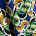 Crep Poliéster Flor Geométrico Azul - Ribes y Casals