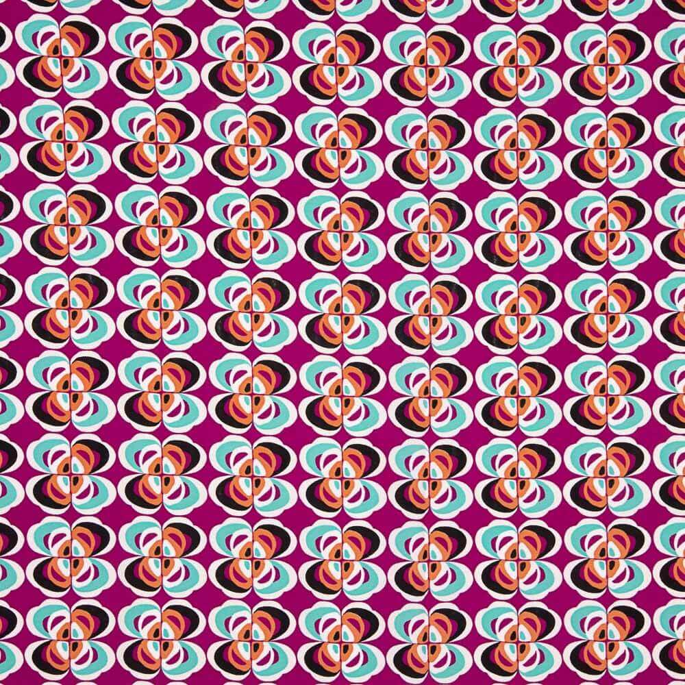 Crep Poliéster Flor Geométrico Fucsia - Ribes y Casals