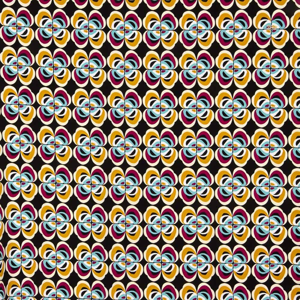 Crep Poliéster Flor Geométrico Ocre - Ribes y Casals