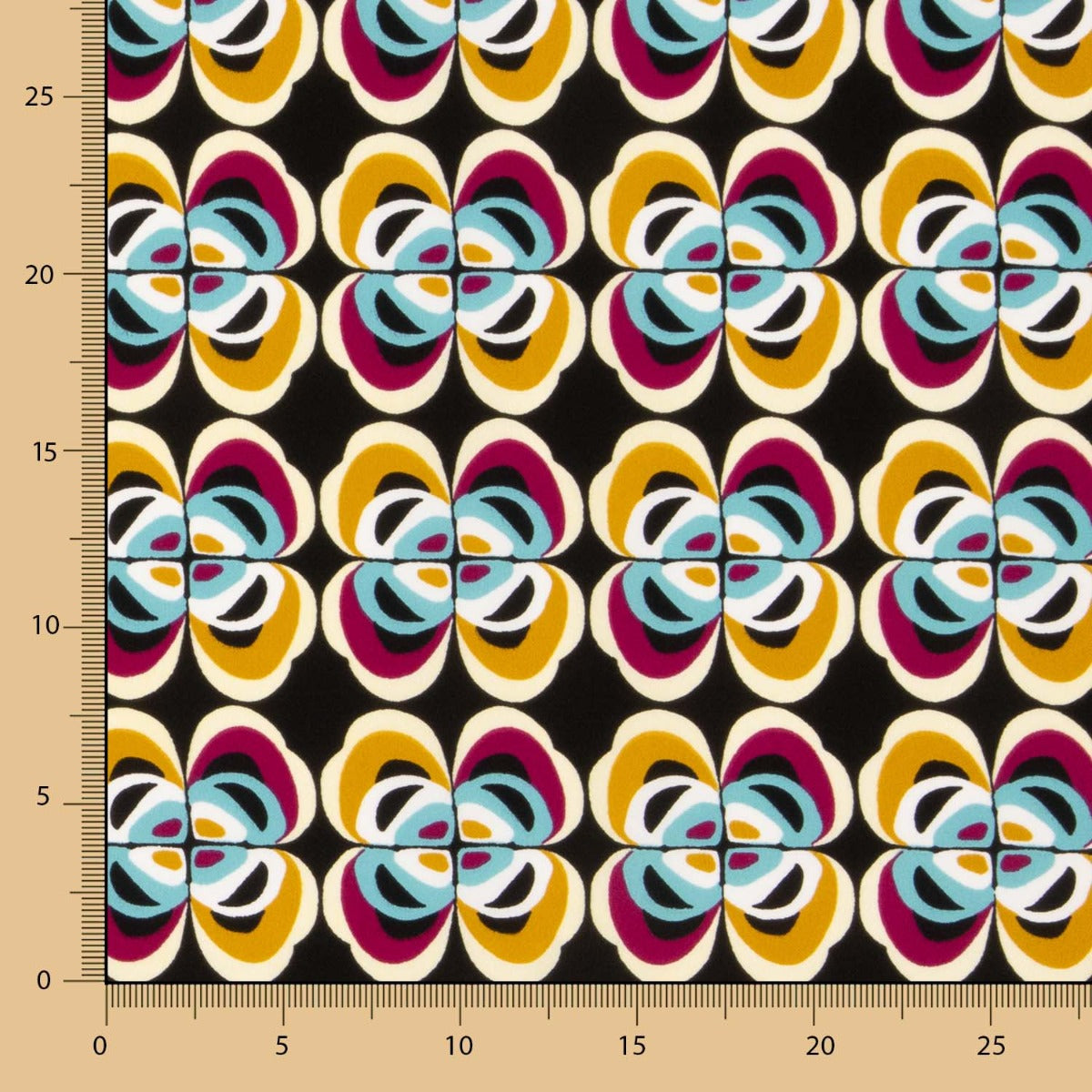Crep Poliéster Flor Geométrico Ocre - Ribes y Casals