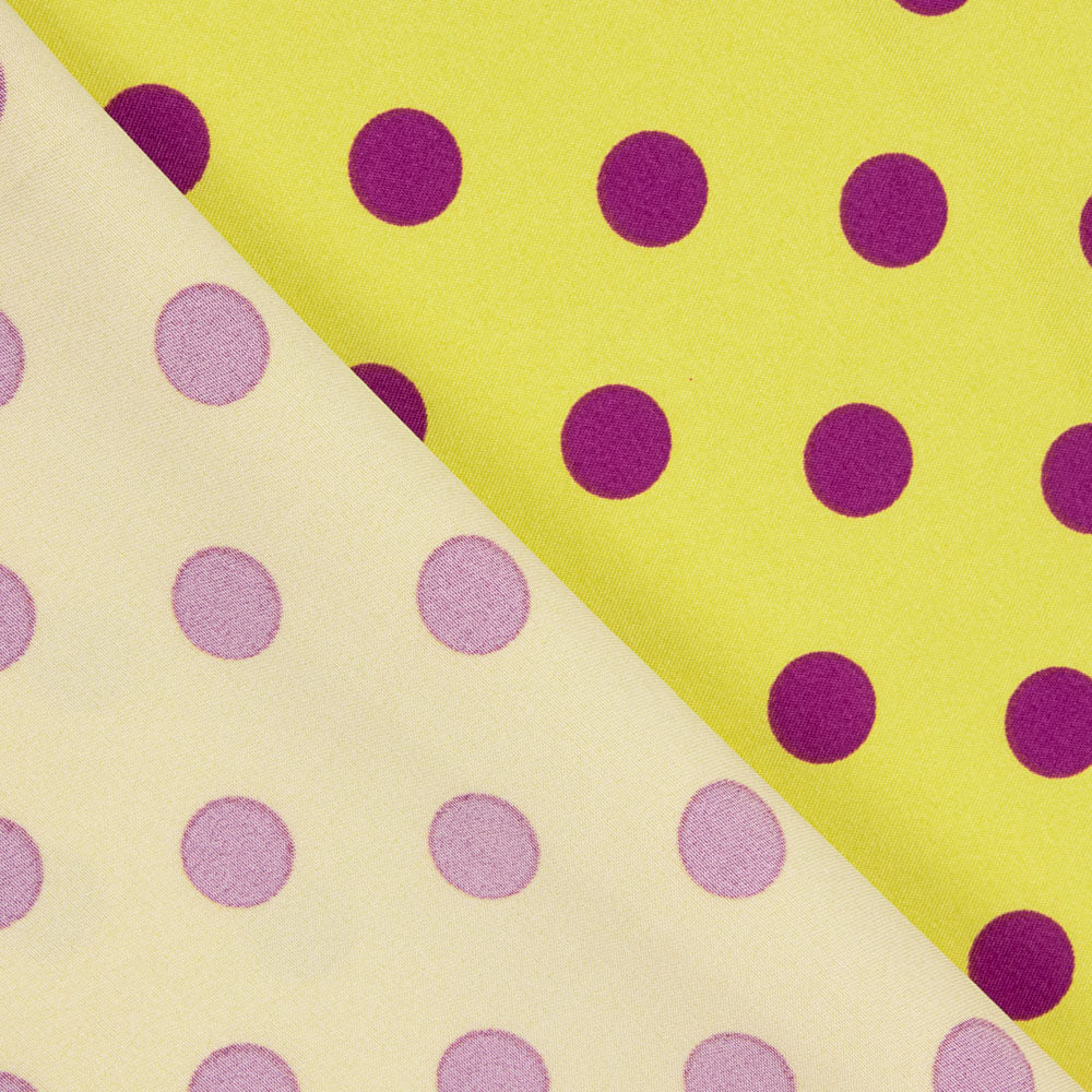 Gabardina Elástica Lunares 17mm Lima-Buganvilla - Ribes y Casals