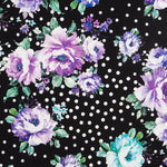 Bielástico Cretona Malva Lunares Negro - Ribes y Casals