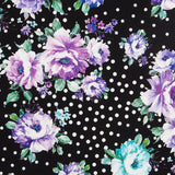 Bielástico Cretona Malva Lunares Negro - Ribes y Casals