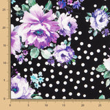 Bielástico Cretona Malva Lunares Negro - Ribes y Casals