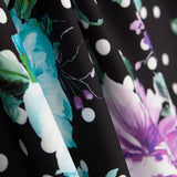 Bielástico Cretona Malva Lunares Negro - Ribes y Casals